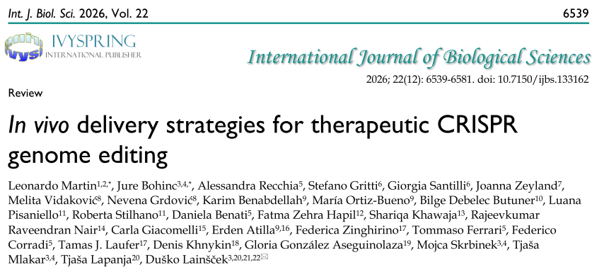 Header of the paper In vivo delivery strategies for therapeutic CRISPR genome editing